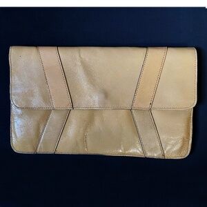 ✅ Beige Leather Clutch · For Night Out or Fancy Party